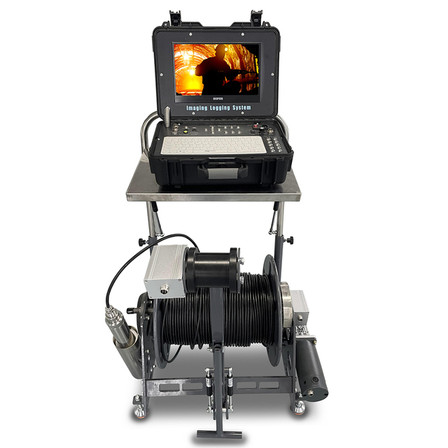12'' LCD Borehole Inspection Camera with 360 Degree Rotation Dual Lens 300m Cable Electrical Winch Deep Well Videoscope Camera