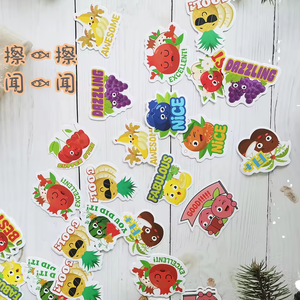 12 डिजाइन 48 पीसी कार्टून फल स्वाद चिपकने वाला स्थायी खुशबू उव मुद्रण स्क्रैच और स्नाइफ घर सजावट स्टिकर - Product Image 2