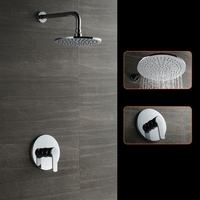 Douche de salle de bain en acier inoxydable nickel brossé mitigeur de douche chaude et froide sous la pluie murale ensemble de douche dissimulé
