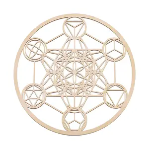 platonic solids modern sacred geometry tatron's cube wooden wall art hanging deco positive energy symbolizes balance harmony