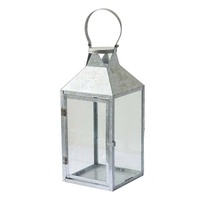 Lanternes d'extérieur carrées en métal galvanisé faites à la main avec panneaux en verre