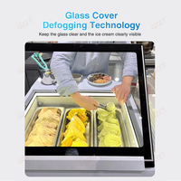 Désembuage intelligent du dessus de la table Clip frontal Porte ouverte 3 saveurs Buffet Gelato Congélateur Présentoir de crème glacée Congélateur pour Gelato Shop