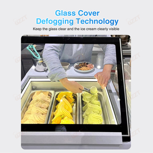 Desempañador inteligente, Clip frontal para mesa, puerta abierta, 3 sabores, Buffet, congelador de helados, congelador de exhibición de helados para heladería - Product Image 4