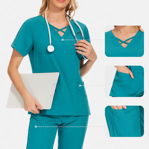 Ensembles de blouses et de pantalons de travail, nouveau design tendance, élégant, personnalisé avec plusieurs poches pour les infirmières et les médecins, uniformes - Product Image 1