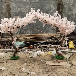 פו דובדבן פריחת עץ עם מעוקל Trunk מלאכותי משי פרח עצי לחתונה קישוט