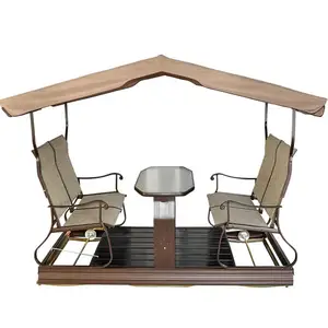 Patio Furniture Set Leisure 4 Seats Rocking Chair with Table and Canopy