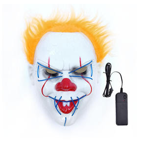 Carnaval <span class=keywords><strong>Payaso</strong></span> Volver al alma Cosplay Máscara Resplandor Mascarada Fiesta Horror Prop Luz fría Navidad Boda Máscara <span class=keywords><strong>de</strong></span> metal Accesorios impresos - Product Image 1