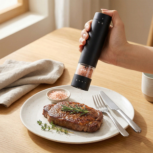 <span class=keywords><strong>Molinillo</strong></span> Eléctrico Portátil de Sal y <span class=keywords><strong>Pimienta</strong></span> con Botón de Pulgar para Una Mano, con Ajuste Externo de Grosor para Barbacoa - Product Image 5