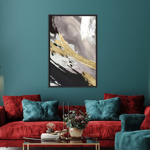 Gray and Gold Marble Print: Modern Abstract Canvas Artwork,<b>BLACK</b> <b>FRAMED</b> CANVAS - Product Image 3