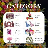 Set Kolom Bunga Buatan Warna-warni Pink Oranye Kuning Biru Mawar Hydrangea untuk Dekorasi Latar Belakang Gapura Pernikahan