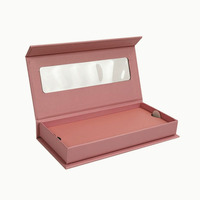 Boîte cadeau cosmétique personnalisable rigide et recyclable rose pour faux cils, emballage de mascara avec fenêtre