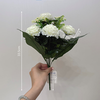 Bouquet réaliste d'hortensias et de chrysanthèmes en soie artificielle pour bureau, petit vase, décoration intérieure de table