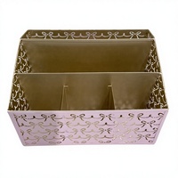 Organisateur de bureau rose champagne doré à 5 sections avec motif nœud