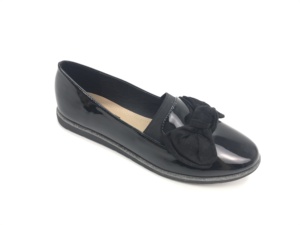 Zapatos Planos Cómodos Tipo Bailarina, Mocasines de Invierno de PU Patentado, Zapatos de Moda para Mujer con Lazo, Casuales, de PU + TPR - Product Image 3
