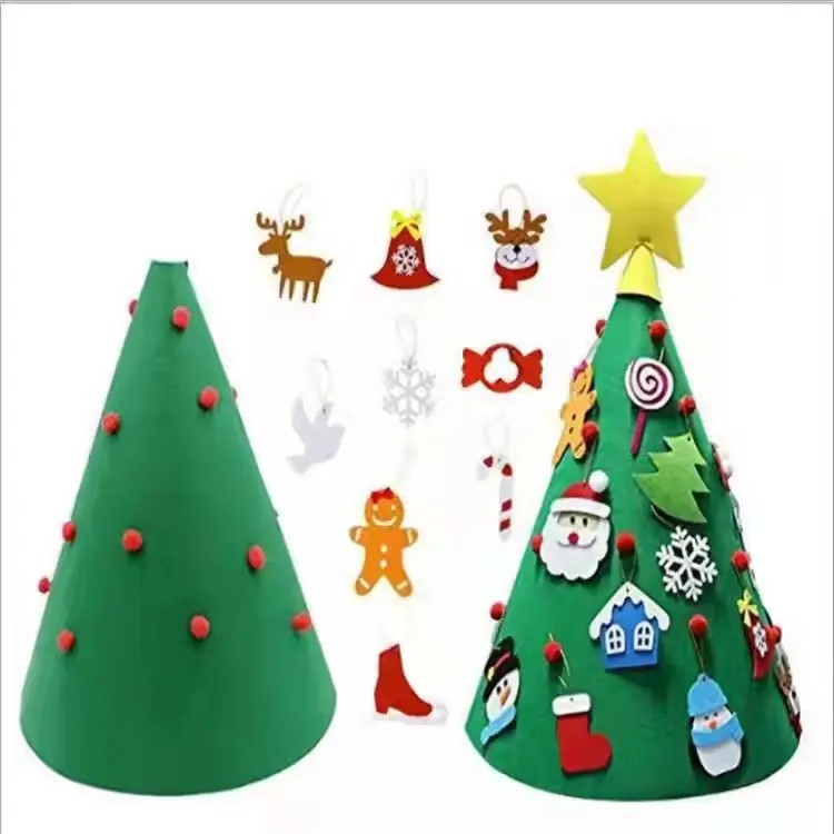 2023 funny 3D DIY felt christmas tree New Year Ornaments Hanging Xmas Gifts for Kids Home artificial decoration window
