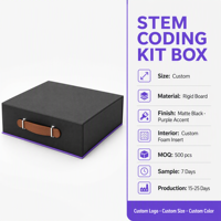 Caja Personalizada para Kit STEM de Robótica y Codificación, Caja de Regalo Educativa Rígida con Inserto de Espuma Personalizado, Logotipo Personalizado OEM ODM con Asa