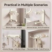 Organisateur de cintres rétractable mural à ventouse, sans perçage, extensible à 3 niveaux, pliable, pour salle de bain, moderne et minimaliste