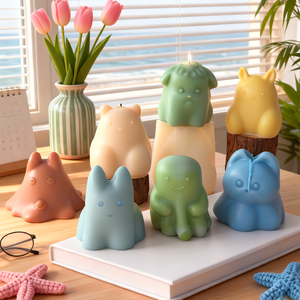 Специальная силиконовая форма J10-489 для выпечки: молочный желе, пудинг, мусс. Мультяшный дизайн: собака шар-пеи, кошка, молочный дракон. - Product Image 3