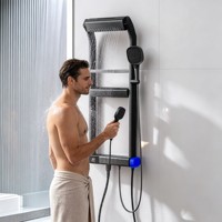 Système de douche intelligent nouvelle génération, écran numérique, étagère de rangement, lumière ambiante, ensemble de douche mural pour hôtels de luxe