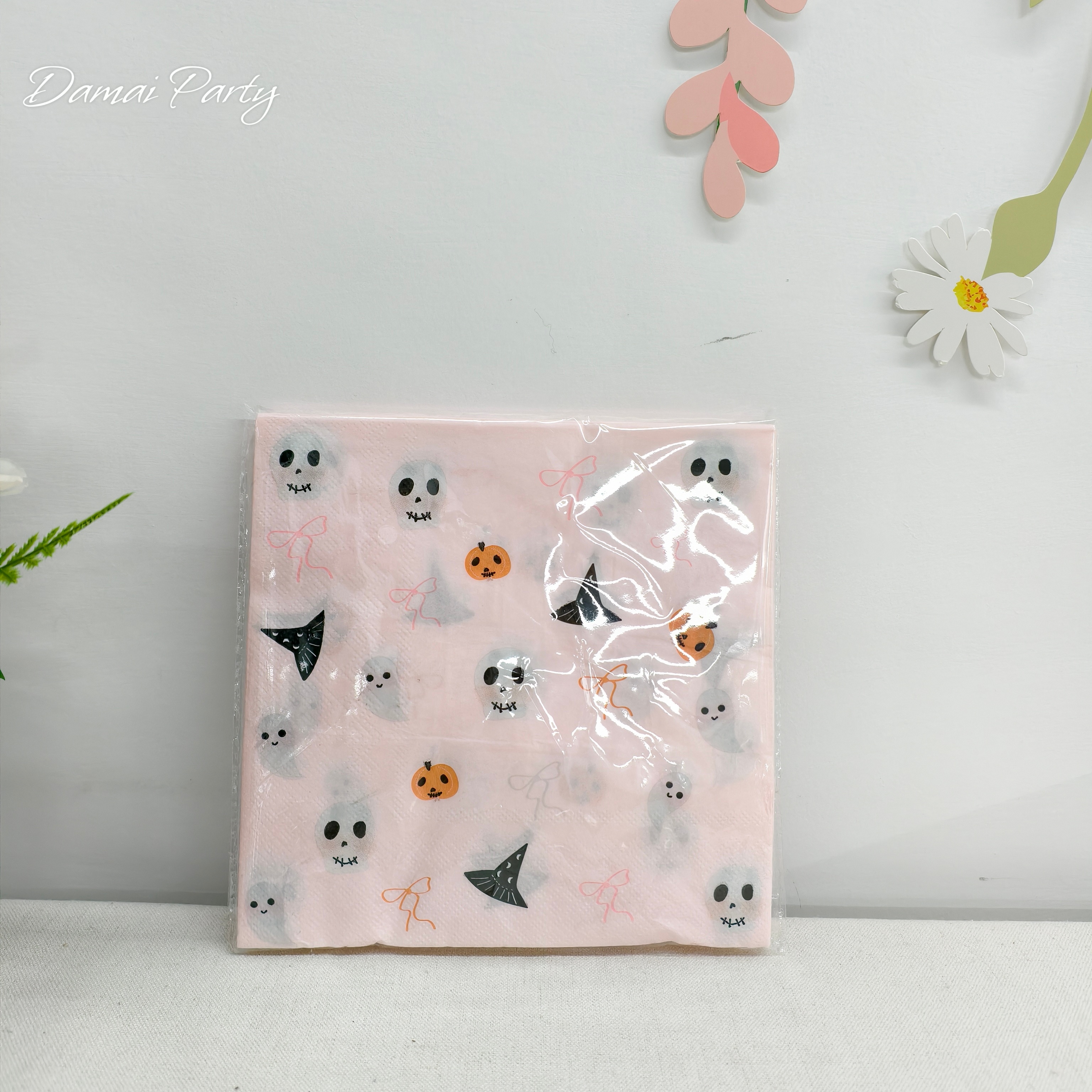 ผ้าเช็ดปากสีชมพู*16ชิ้น