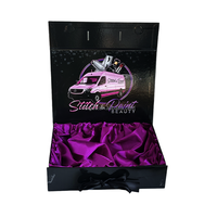 Boîte cadeau rigide noire mate de luxe avec logo personnalisé, boîte pliante pour vêtements, perruques, cheveux, fermeture magnétique, boîte en carton