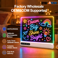 Tablette de dessin LED RGB effaçable ultra-mince pliable avec support, rechargeable, en acrylique, vente directe usine