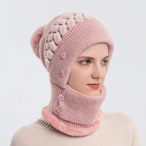 Ensemble <span class=keywords><strong>bonnet</strong></span> et écharpe d'hiver <span class=keywords><strong>pour</strong></span> femme HJH423, une pièce, <span class=keywords><strong>pour</strong></span> le ski, le vélo, tricot chaud, pompon, bonnets, protection des oreilles et du cou - Product Image 3