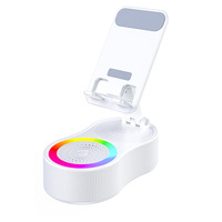 Support de téléphone de bureau pliable à induction multifonctionnel sans fil avec haut-parleur, batterie, éclairage d'ambiance et charge rapide