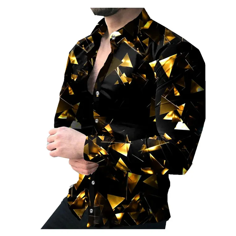새로운 패션 남성 셔츠 고품질 긴 소매 셔츠 2022 봄 남성 캐주얼 의류 인쇄 3D 플러스 사이즈 4XL 새틴 패브릭