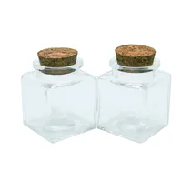 装飾ボトルと収納ジャーの卸売と無料の木製ストッパー付き長方形透明ガラス瓶