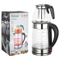 Bouilloire Électrique MY-6622 Mylongs >2L en Verre Double Paroi, Sans Fil, Protection Anti-Ébullition à Sec, Base Rotative à 360 Degrés, Usage Domestique