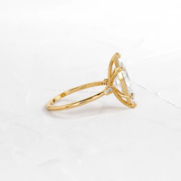 Bague de fiançailles personnalisée en or massif 10K/14K/18K avec diamant de laboratoire cultivé, taille marquise 1 carat, sertie six griffes, pavé, certifiée IGI CVD/HPHT