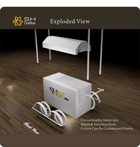 รถเข็นแสดงสินค้าแบบย้อนยุคปรับแต่งได้ - โครงสร้างโลหะสแตนเลส ถอดประกอบได้ พับเก็บได้ เคลื่อนย้ายสะดวก ประกอบง่าย ทนทาน น้ำหนักเบา - Product Image 4