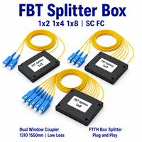 Répartiteur de Fibre Optique FBT 1x2 1x4 1x8 Type Boîtier SC UPC FC UPC Coupleur Double Fenêtre 1310 1550nm Monomode FTTH Télécom Faible Perte