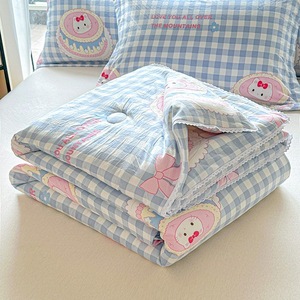 Mùa Hè Mới Mát Mẻ Ánh Sáng Tươi In hiếu khí Hai Lớp Quilt Cotton Máy Có Thể Giặt Cho Không Khí Bộ Đồ Giường Bộ - Product Image 1