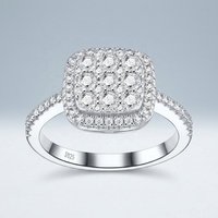Bague en argent S925 à moissanite en forme de cube de sucre, certifiée GRA, pour femme, design minimaliste haut de gamme, sensation premium, vente en gros