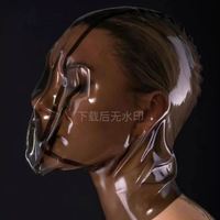 Couvre-chef en Latex Sexy noir Transparent avec trou de respiration jeu de rôle balle maquillage bonnet de cheveux Halloween habiller