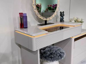 Solid wood <b>dressing</b> <b>table</b> with <b>mirror</b> lighting and drawer cabinet with Bedroom furniture for makeup <b>vanity</b> with storage drawers - Product Image 6