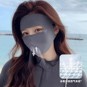 Mascarilla facial de protección solar completa para mujer, protección UV de verano, parasol, mascarilla de seda helada, mascarilla facial, facekini, 3D - Product Image 4