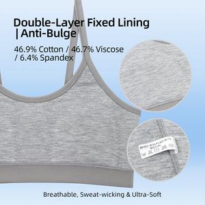 <span class=keywords><strong>Soutien</strong></span>-<span class=keywords><strong>gorge</strong></span> d'entraînement pour filles avec doublure fixe double couche et bralette en coton viscose ultra-douce pour adolescentes - Product Image 4