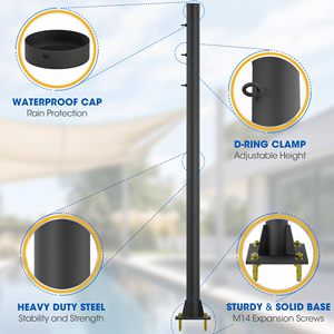 Pôle de <span class=keywords><strong>voile</strong></span> de pare-soleil 10ft 13ft Support extérieur Pare-soleil Canopy <span class=keywords><strong>Poteau</strong></span> en acier <span class=keywords><strong>Poteau</strong></span> en métal robuste de 3 pouces, <span class=keywords><strong>pour</strong></span> pont, piscine, garage - Product Image 3