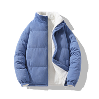 Veste matelassée réversible pour homme, fermeture éclair, doublure en polaire écologique, en velours côtelé, style décontracté
