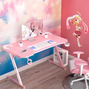 Muestra Gratuita, Diseño Personalizado de PC, Escritorio Rosa, Mesa de Computadora Económica para Juegos en Casa, Escritorio para Juegos en Forma de Z - Product Image 3