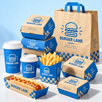 Boîte à frites jetable en papier pour emporter, emballage alimentaire personnalisé pour ailes de poulet, boîtes à hamburgers, conteneur pour plats à emporter rapides