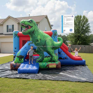 Château Gonflable Commercial Dinosaure Jungle avec Toboggan, Combo T-Rex Jumping Castle pour <span class=keywords><strong>Location</strong></span> Fêtes Garçons - Product Image 1