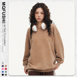 Sudadera Oversize de Algodón 100% con Lavado Ácido Vintage, Cuello Redondo, Logotipo Personalizado, Efecto Desgastado, Gruesa, de Invierno, ODM para Mujer - Product Image 3