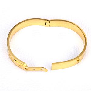 Shiny Polished 18K Gold Plated Color <b>Stainless</b> <b>Steel</b> Unfading Jewelry for <b>Men</b> Women Wristband Bangle <b>Bracelets</b> for Punk Gift - Product Image 5