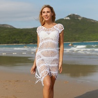 Usine JINRU, Bikini sexy ajouré pour femmes, vêtements de plage en crochet faits à la main, maillots de bain de couverture, robe de vacances à motif de tricot