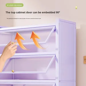 Estantería Moderna de Acero con Puertas de Vidrio, Diseño Antipolvo para Dormitorio, Muebles para el Hogar, 5 Estantes, Autoensamblaje - Product Image 3