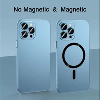 Coque de téléphone Business Premium à pression en métal avec film d'objectif pour iphones 15 14 13 12 pro max 15 Plus Simple Cover